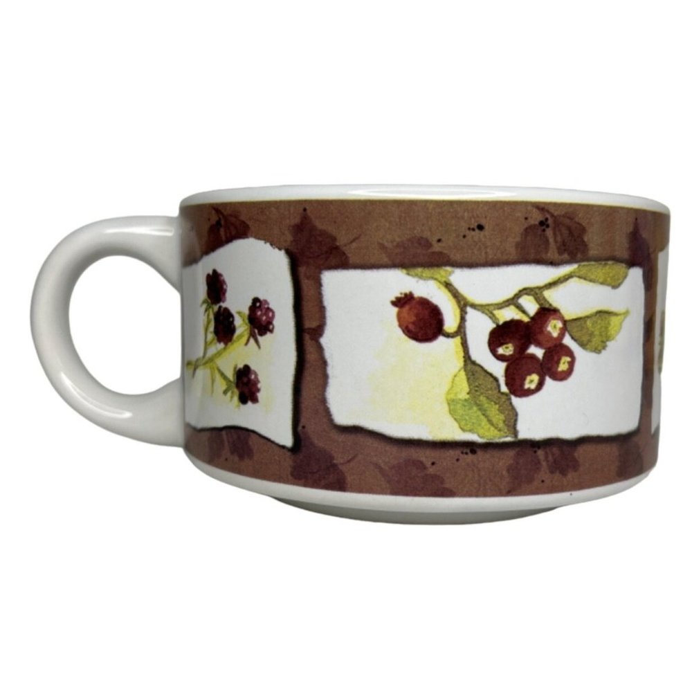 Grapevine Soup Mug 2.75” Tall 4.5" Diameter Wide Opening Coffee Tea Cup